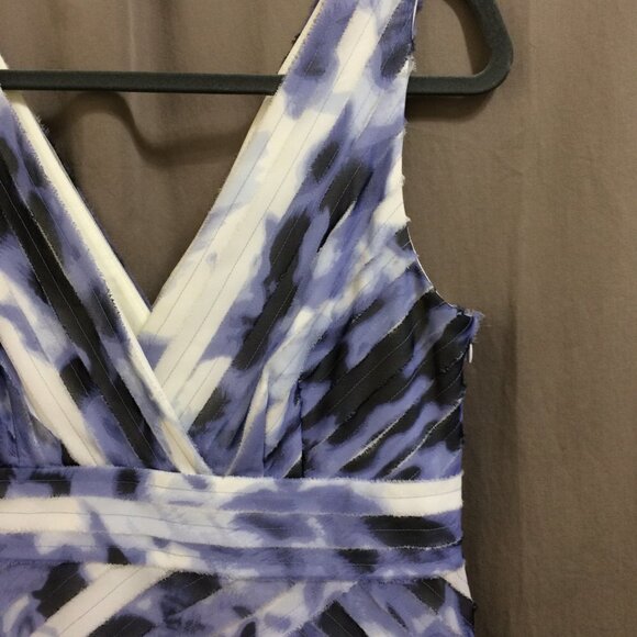 Ann Taylor Dress Blue Watercolor Raw Edge Fabric Chiffon Sheath Polyester 10P - Picture 2 of 4